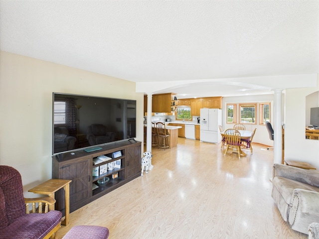 31528 63rd St, Royalton, MN 56373 - living area featuring ornate columns and light wood finished floors