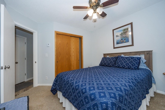 30202 Shady Ln, Detroit Lakes, MN 56501 - bedroom featuring carpet flooring, baseboards, and a ceiling fan
