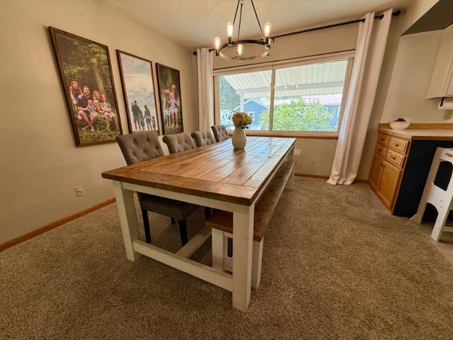 725 8th St NE, Staples, MN 56479 - dining space with a chandelier, carpet floors, and baseboards