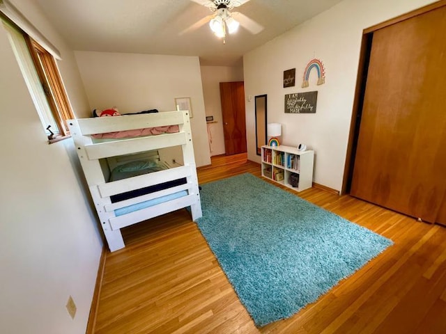 725 8th St NE, Staples, MN 56479 - bedroom with wood finished floors and a ceiling fan