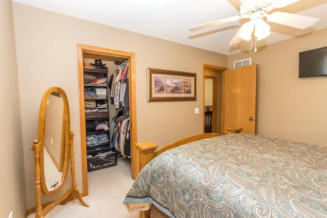 124 Waynesborough Way, Mankato, MN 56001 - bedroom featuring a spacious closet, a closet, carpet floors, and ceiling fan