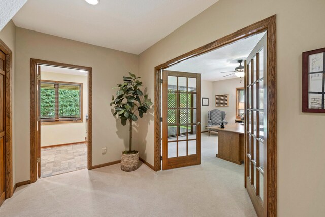 9378 Olympia Dr, Eden Prairie, MN 55347 - hall with french doors and light carpet