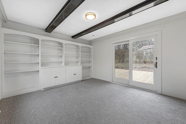 3633 Robinwood Ter, Minnetonka, MN 55305 - empty room featuring carpet floors, beam ceiling, and built in features