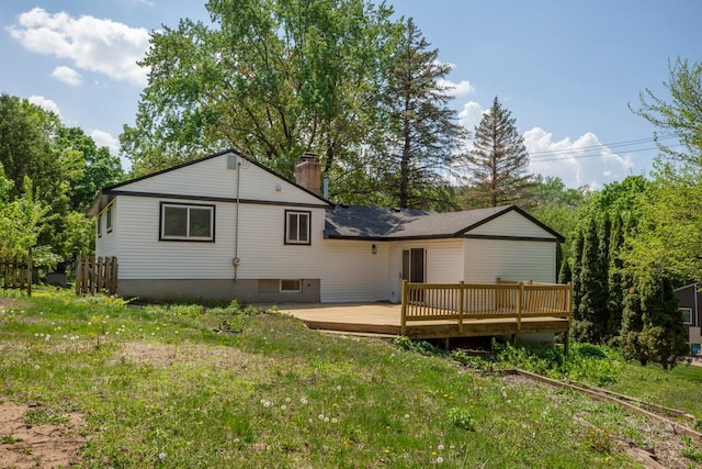 3633 Robinwood Ter, Minnetonka, MN 55305 - rear view of property with a wooden deck and a chimney