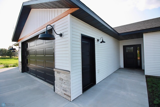 view of garage