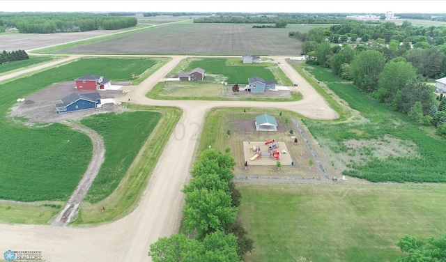 aerial view of sparsely populated area with abundant farmland