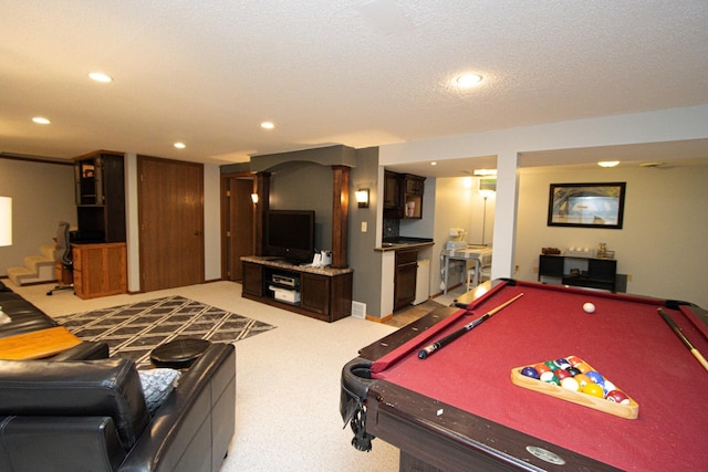 196 Mary Cir, North Mankato, MN 56003 - playroom with billiards, recessed lighting, light carpet, and baseboards