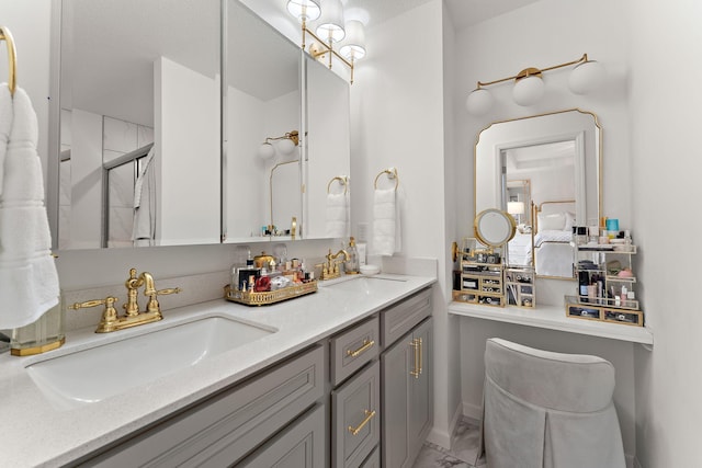 870 Mount Curve Blvd Unit F, Saint Paul, MN 55116 - bathroom with a shower stall and double vanity