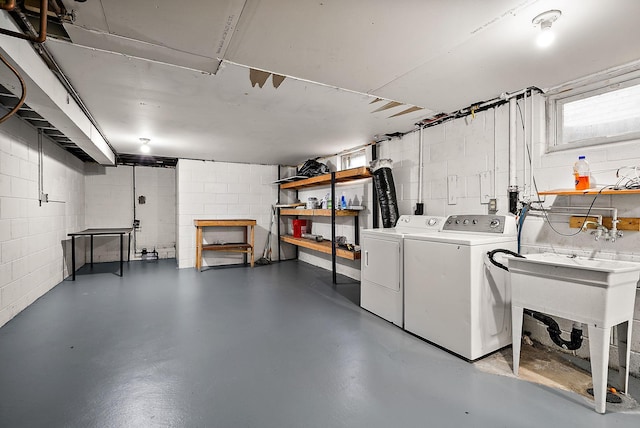 4625 Lyndale Ave N, Minneapolis, MN 55412 - below grade area with independent washer and dryer and concrete block wall