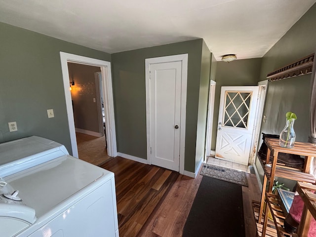 2428 14th Ave E, North Saint Paul, MN 55109 - laundry area with separate washer and dryer, wood finished floors, and baseboards