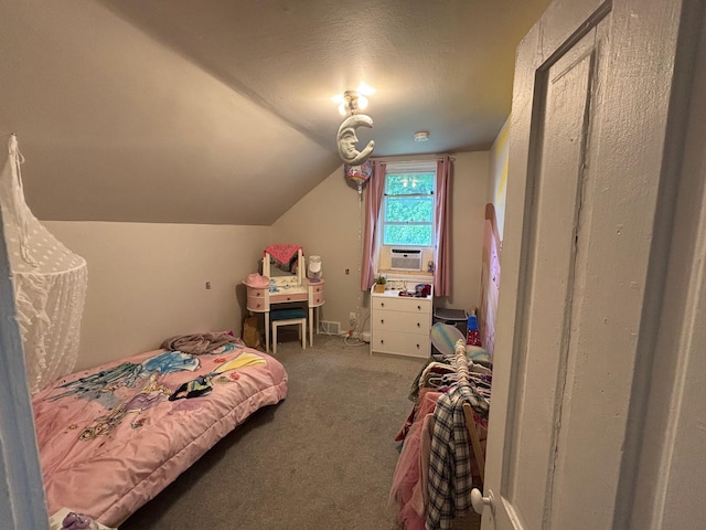 2428 14th Ave E, North Saint Paul, MN 55109 - carpeted bedroom featuring lofted ceiling and cooling unit