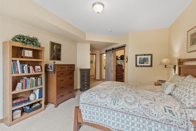 2565 Franklin Ave Unit 211, Saint Paul, MN 55114 - bedroom with light colored carpet, a barn door, a spacious closet, and a closet