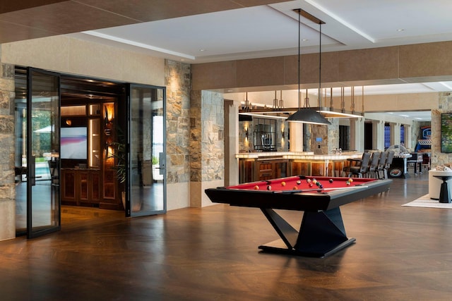2770 Gale Rd, Woodland, MN 55391 - rec room featuring billiards and a raised ceiling