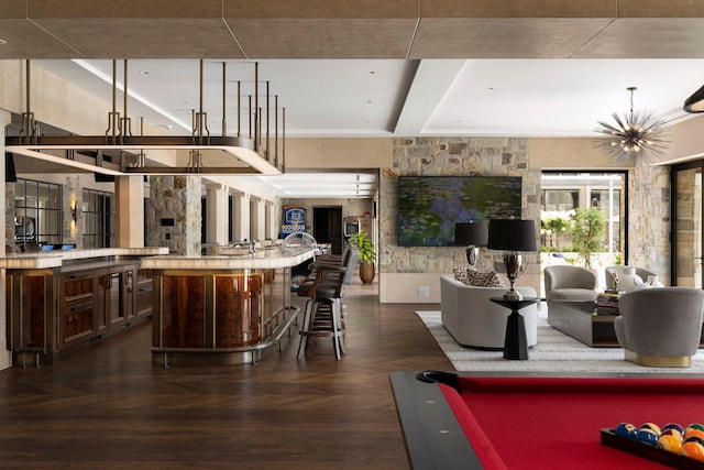 2770 Gale Rd, Woodland, MN 55391 - indoor bar featuring dark wood-style floors and billiards