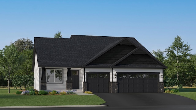 7869 41st St N, Oakdale, MN 55128 - view of front of property with a garage, a front yard, asphalt driveway, and roof with shingles