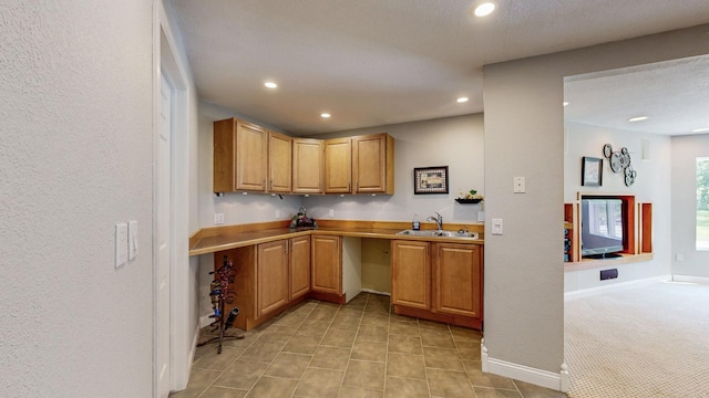 610 Main St, Adams, MN 55909 - bar featuring a sink, recessed lighting, light tile patterned flooring, and baseboards