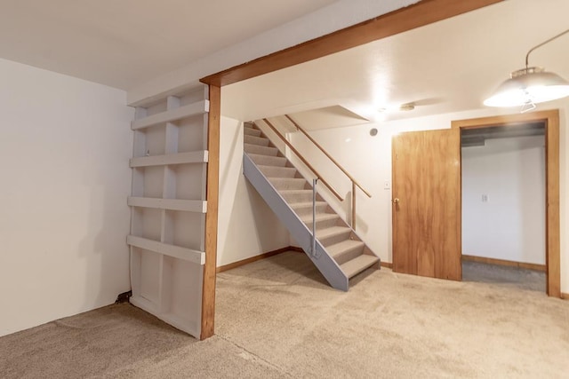 468 Washington St, Le Center, MN 56057 - finished basement with carpet flooring and stairway