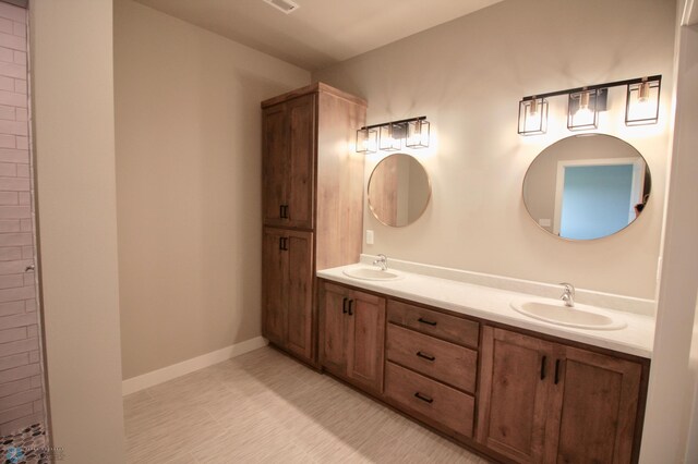 bathroom with double vanity