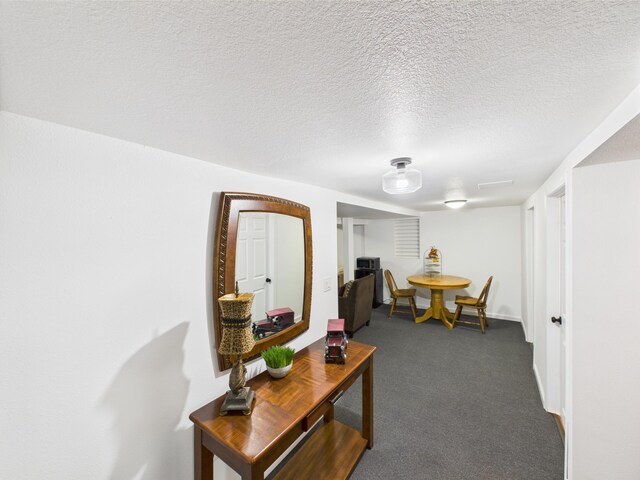 3502 3rd St N, Saint Cloud, MN 56303 - hall with dark colored carpet and a textured ceiling