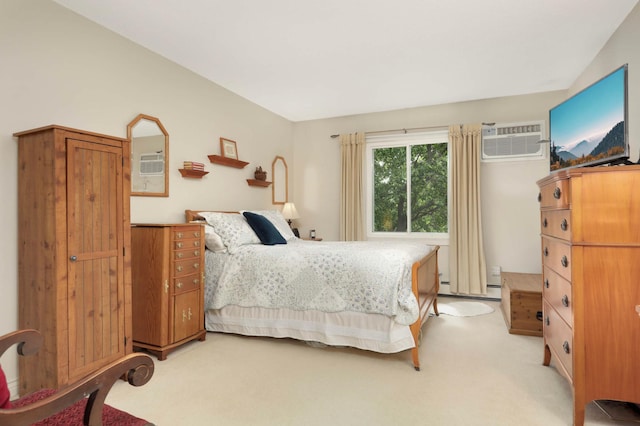 4201 Lakeside Ave N Unit 317, Brooklyn Center, MN 55429 - bedroom with light colored carpet, a wall unit AC, and baseboard heating