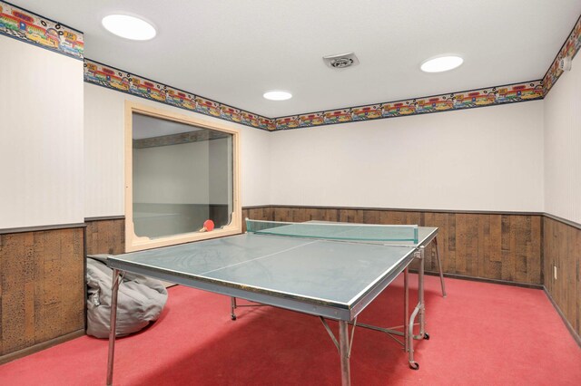 4201 Lakeside Ave N Unit 317, Brooklyn Center, MN 55429 - playroom featuring carpet floors, a wainscoted wall, and wooden walls