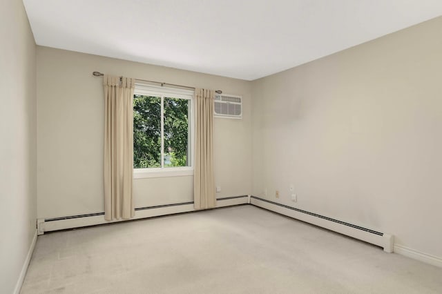 4201 Lakeside Ave N Unit 317, Brooklyn Center, MN 55429 - unfurnished room featuring light carpet, a wall mounted AC, baseboards, and a baseboard heating unit