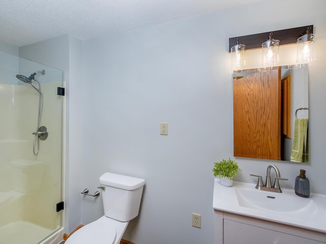 7808 Sunkist Blvd, Brooklyn Park, MN 55444 - full bath featuring vanity, a shower stall, toilet, and a textured ceiling