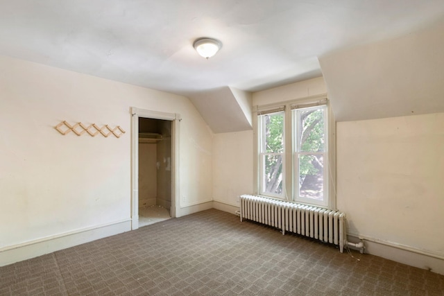 709 7th St SE, Minneapolis, MN 55414 - bonus room featuring radiator, carpet flooring, and vaulted ceiling