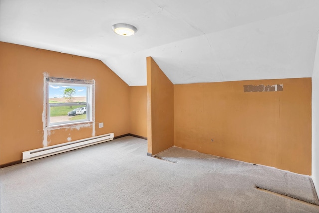 W11651 State Road 35, Oak Grove Twp, WI 54021 - bonus room with a baseboard radiator, carpet flooring, and lofted ceiling