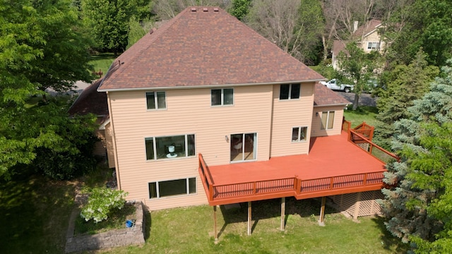 2505 Christian Dr, Chaska, MN 55318 - rear view of property with a yard, a wooden deck, and a shingled roof