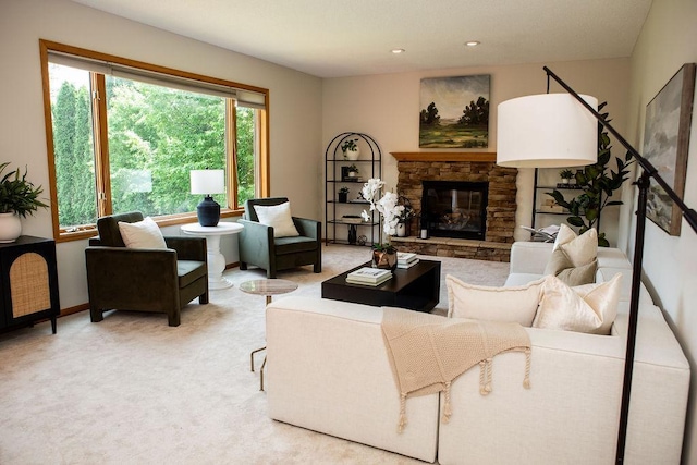 2505 Christian Dr, Chaska, MN 55318 - carpeted living room featuring a fireplace and baseboards