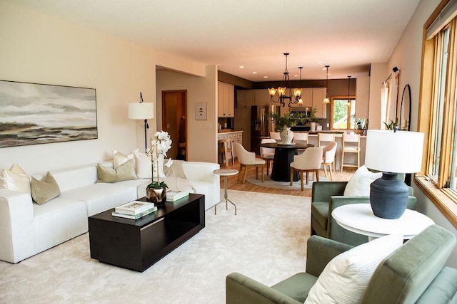 2505 Christian Dr, Chaska, MN 55318 - living room featuring a chandelier and recessed lighting
