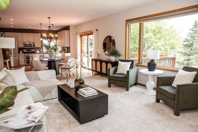 2505 Christian Dr, Chaska, MN 55318 - living area with a chandelier and recessed lighting