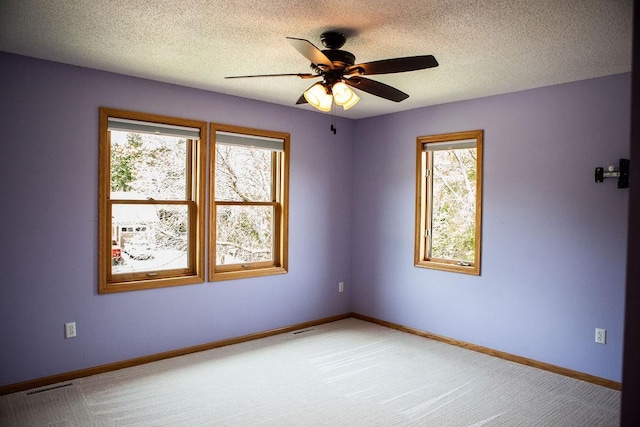 2505 Christian Dr, Chaska, MN 55318 - unfurnished room with light carpet, ceiling fan, baseboards, and a textured ceiling