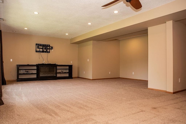 2505 Christian Dr, Chaska, MN 55318 - finished basement with carpet floors, recessed lighting, a ceiling fan, a textured ceiling, and baseboards