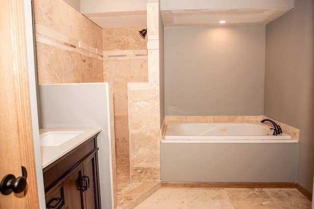 2505 Christian Dr, Chaska, MN 55318 - full bathroom featuring a bath, tiled shower, and vanity