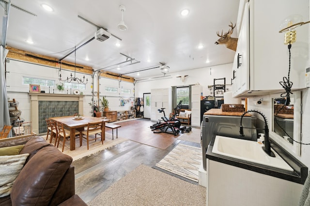 2293 57th Ave, East Farmington, WI 54020 - garage featuring a garage door opener and recessed lighting