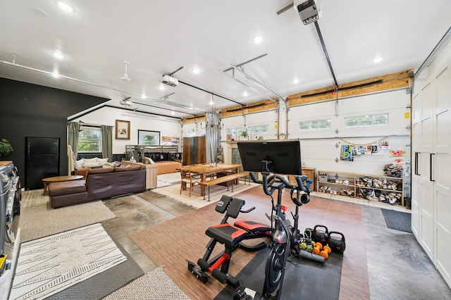 2293 57th Ave, East Farmington, WI 54020 - workout room with a garage and recessed lighting