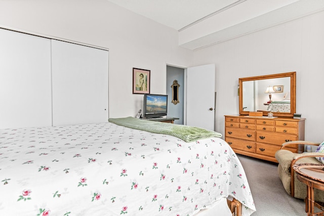 carpeted bedroom featuring a closet