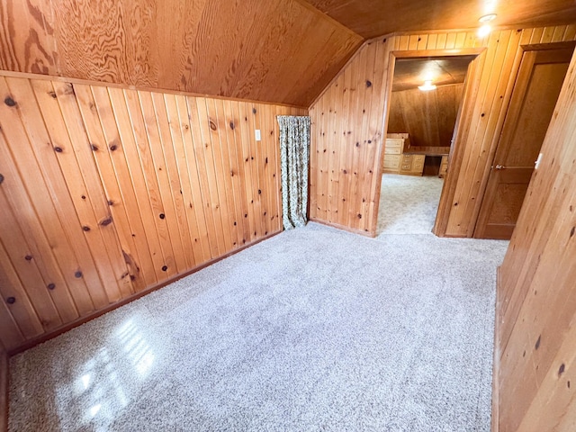 404 5th Ave, Wilmont, MN 56185 - additional living space featuring wooden walls, lofted ceiling, and carpet flooring