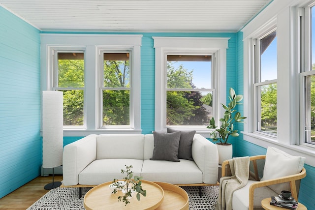 1125 James Ave, Saint Paul, MN 55105 - sunroom / solarium featuring healthy amount of natural light, wood finished floors, and wood ceiling