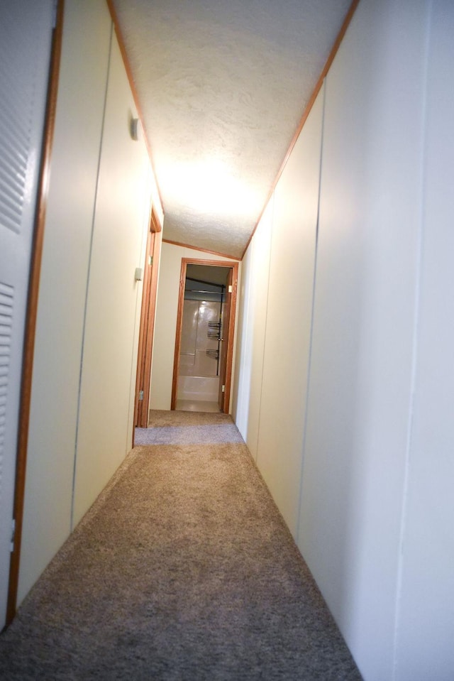 hall featuring light colored carpet
