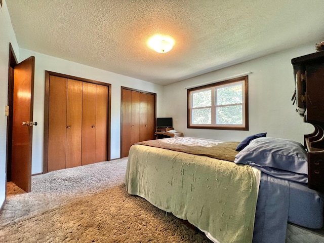 1416 13th Ave, Clarkfield, MN 56223 - bedroom with carpet floors, two closets, and a textured ceiling