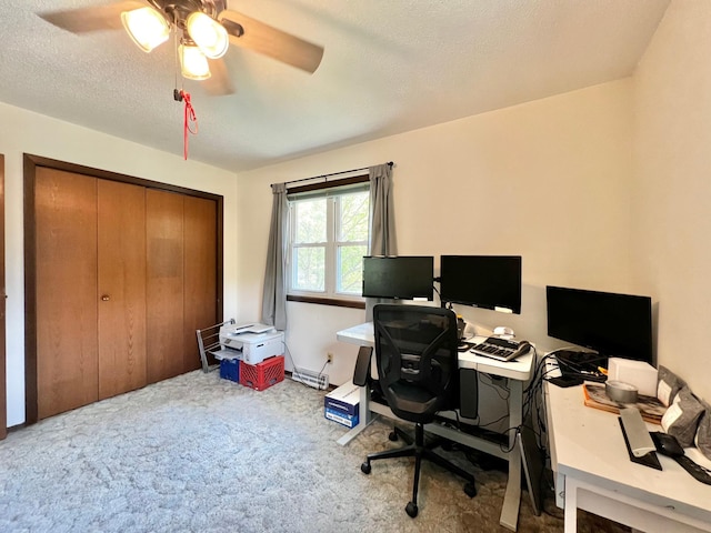 1416 13th Ave, Clarkfield, MN 56223 - carpeted office space with a ceiling fan and a textured ceiling