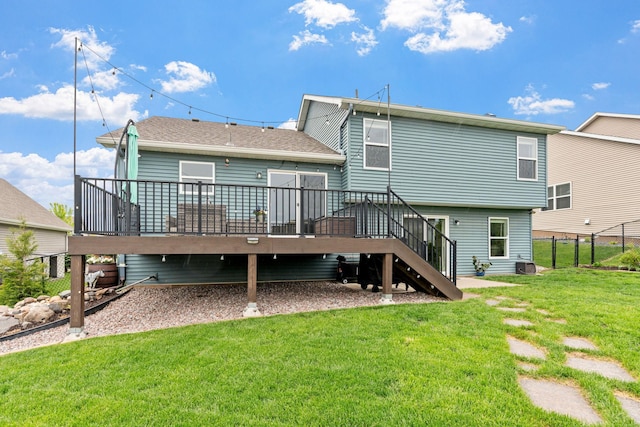 20938 Grommet Ave, Lakeville, MN 55044 - back of house featuring stairs, a deck, and a shingled roof