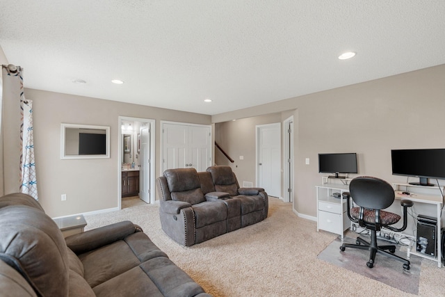 20938 Grommet Ave, Lakeville, MN 55044 - office area with carpet floors, baseboards, recessed lighting, and a textured ceiling