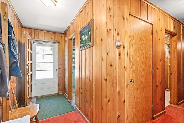 21895 County Road 8, Bovey, MN 55709 - entryway with carpet and wooden walls