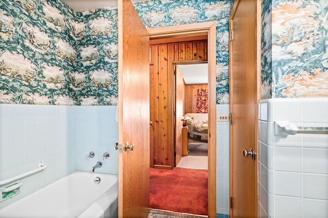 21895 County Road 8, Bovey, MN 55709 - bathroom with wallpapered walls, a garden tub, and ensuite bath