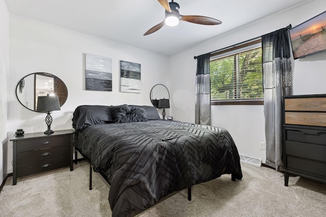 6242 Pecan St, North Branch, MN 55056 - bedroom with light carpet, ceiling fan, and baseboards