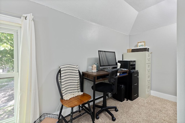 212 4, Montevideo, MN 56265 - office space with lofted ceiling, carpet floors, a textured ceiling, and baseboards